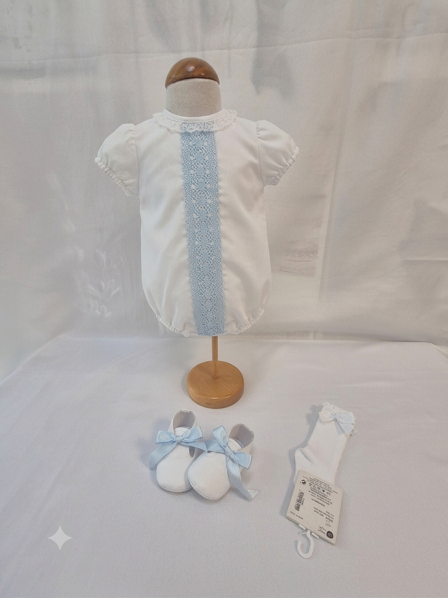 PELELE PLUMETY DULCE BLANCO MANGAS CORTAS BAUTIZO