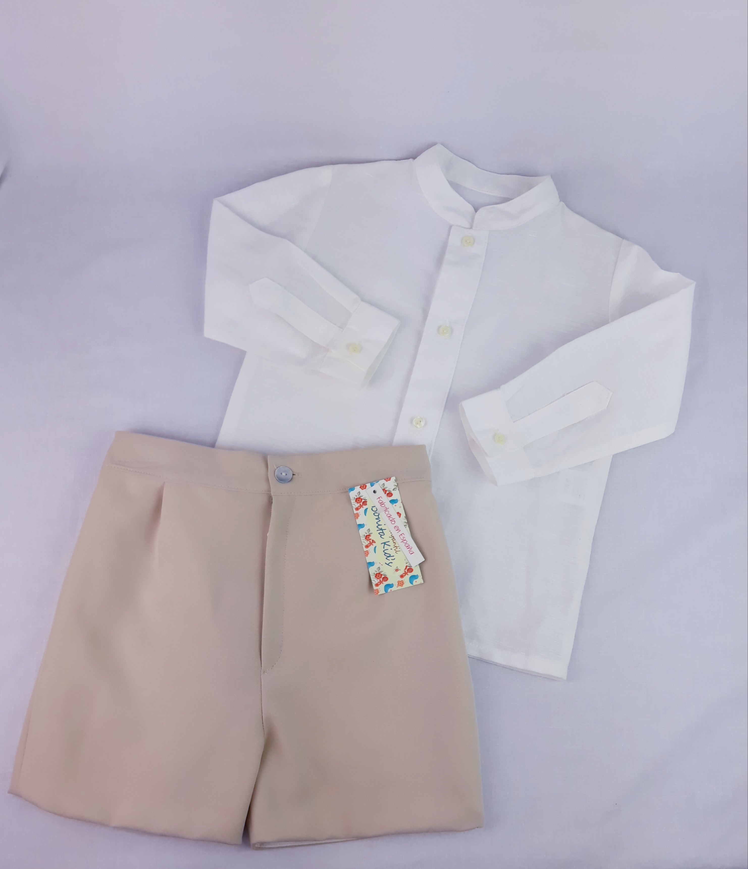 CAMISA LINO M-LARGA BEIG MAS PANTALÓN CREMALLERA LINO
