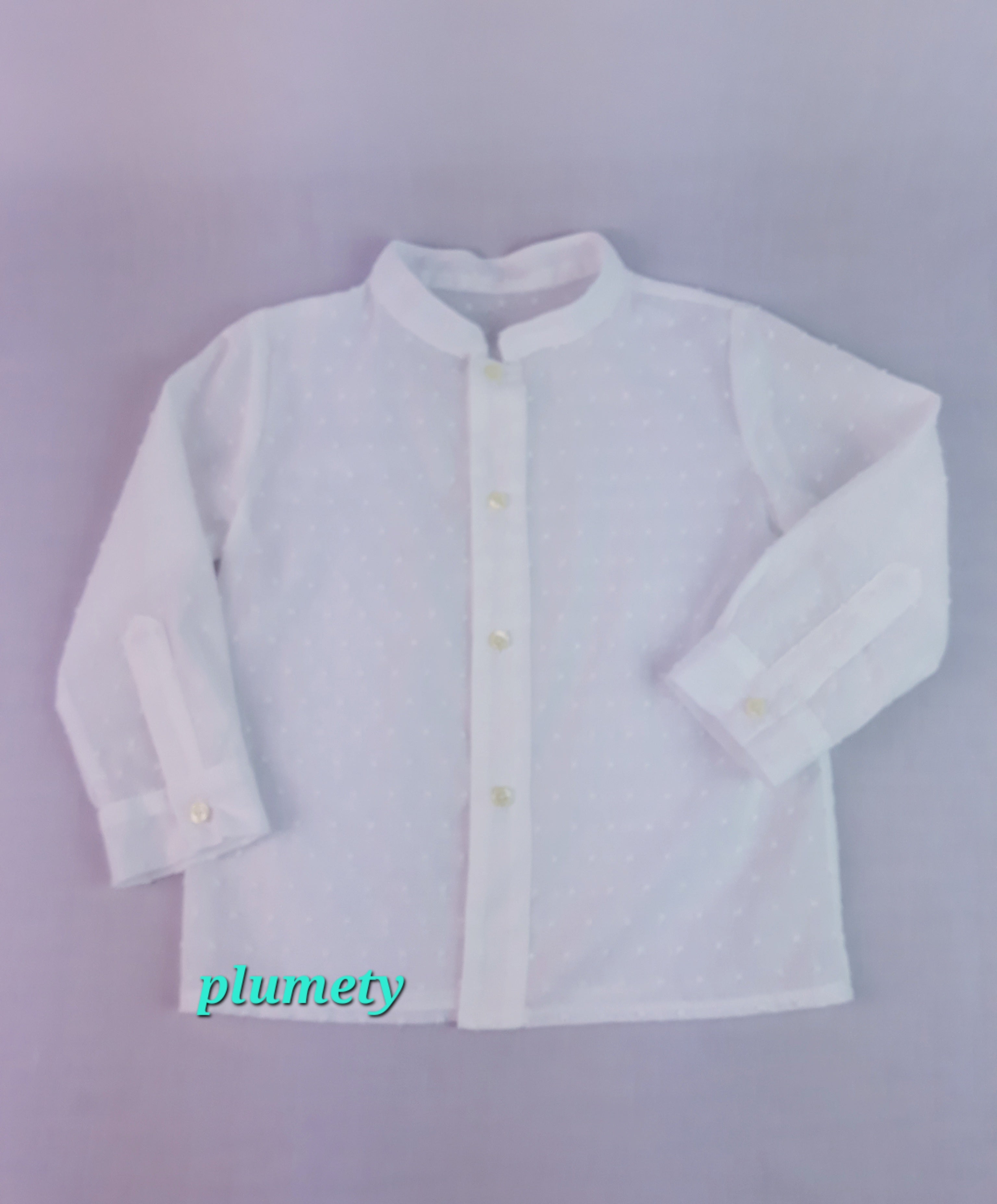 CAMISA CUELLO MAHO NIÑO PLUMETY MANGAS LARGAS CEREMONIA