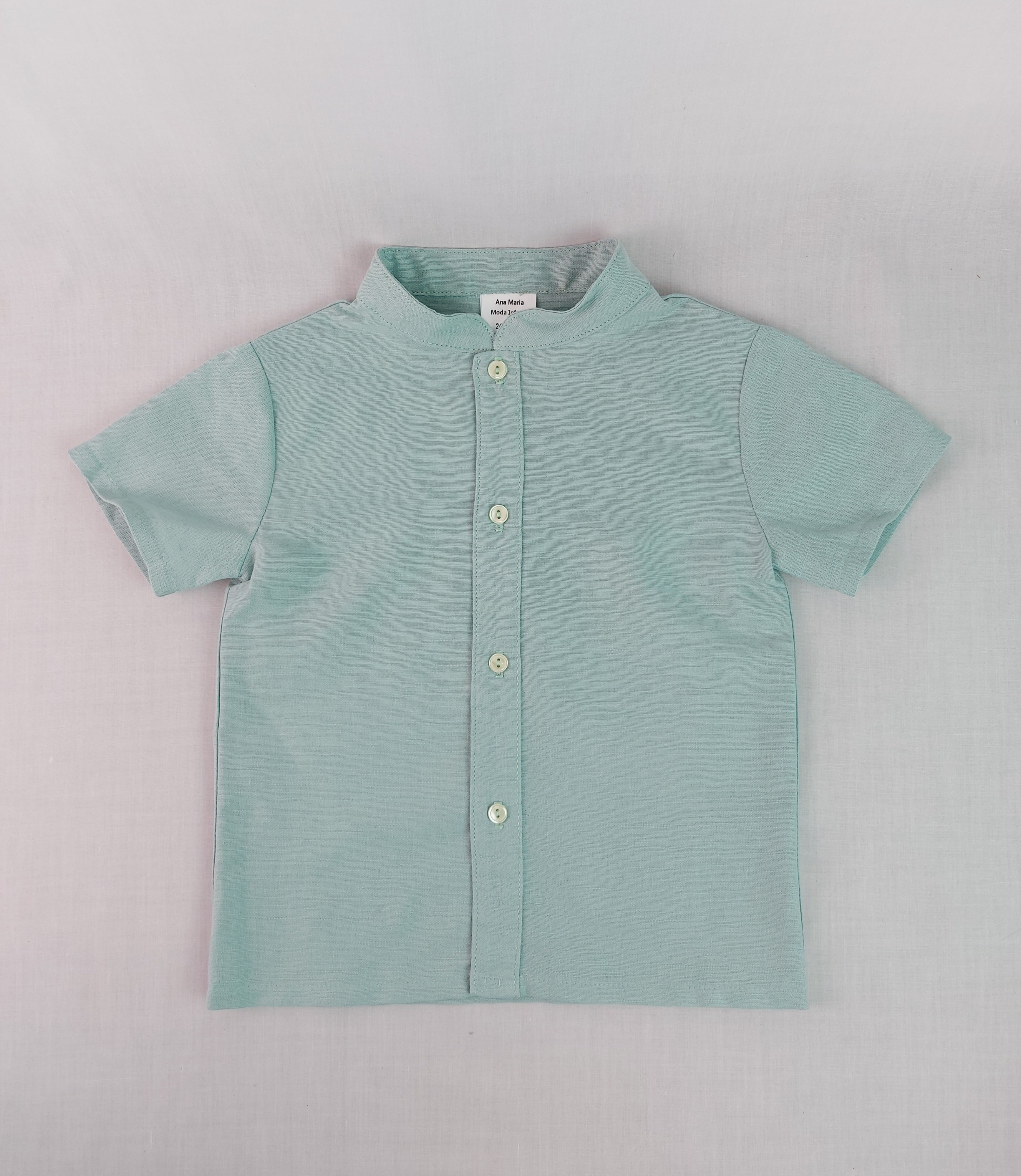 CAMISA CUELLO MAHO NIÑO LINO MANGAS CORTAS CEREMONIA