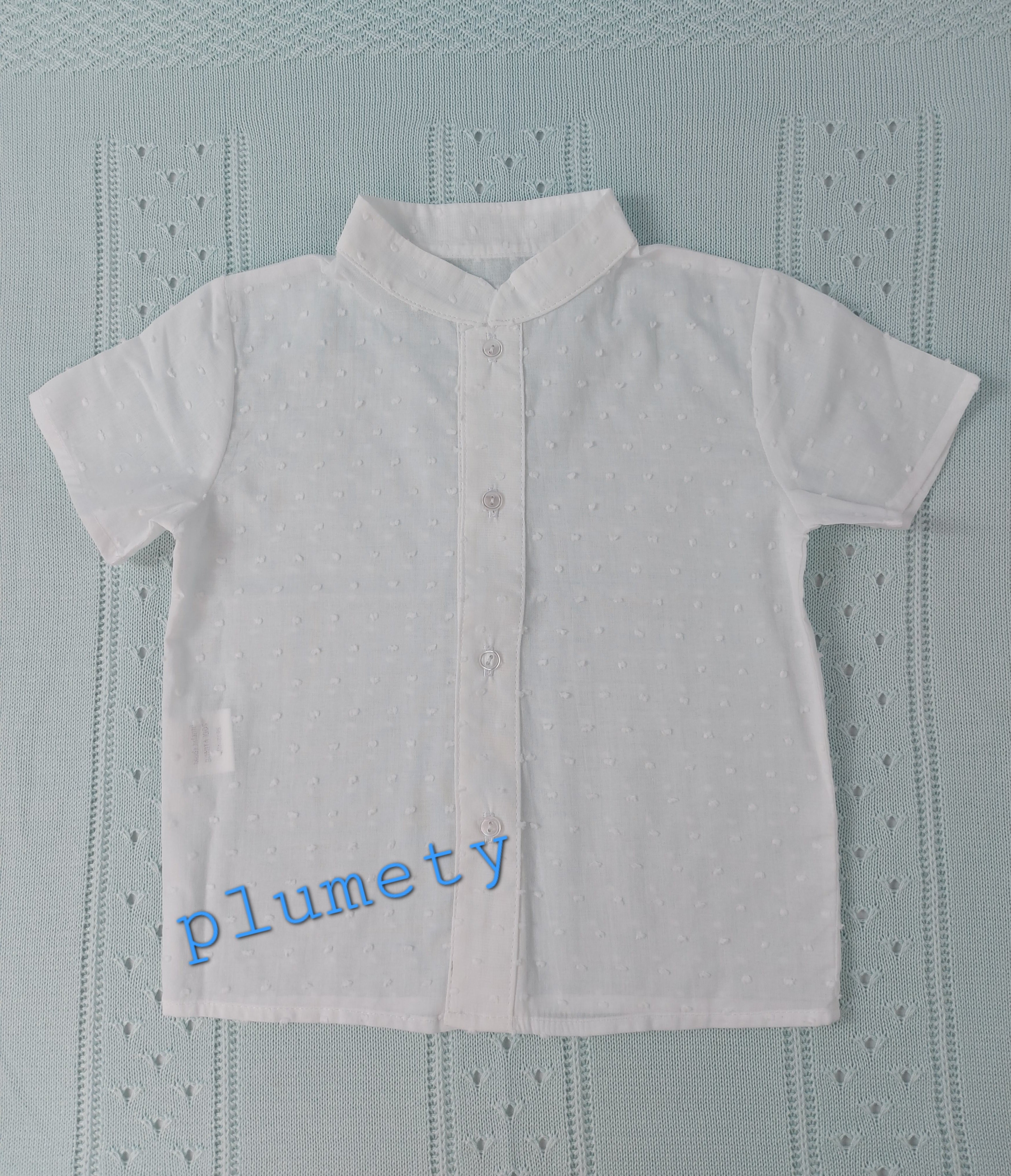 CAMISA CUELLO MAHO NIÑO  PLUMETY MANGAS CORTAS CEREMONIA