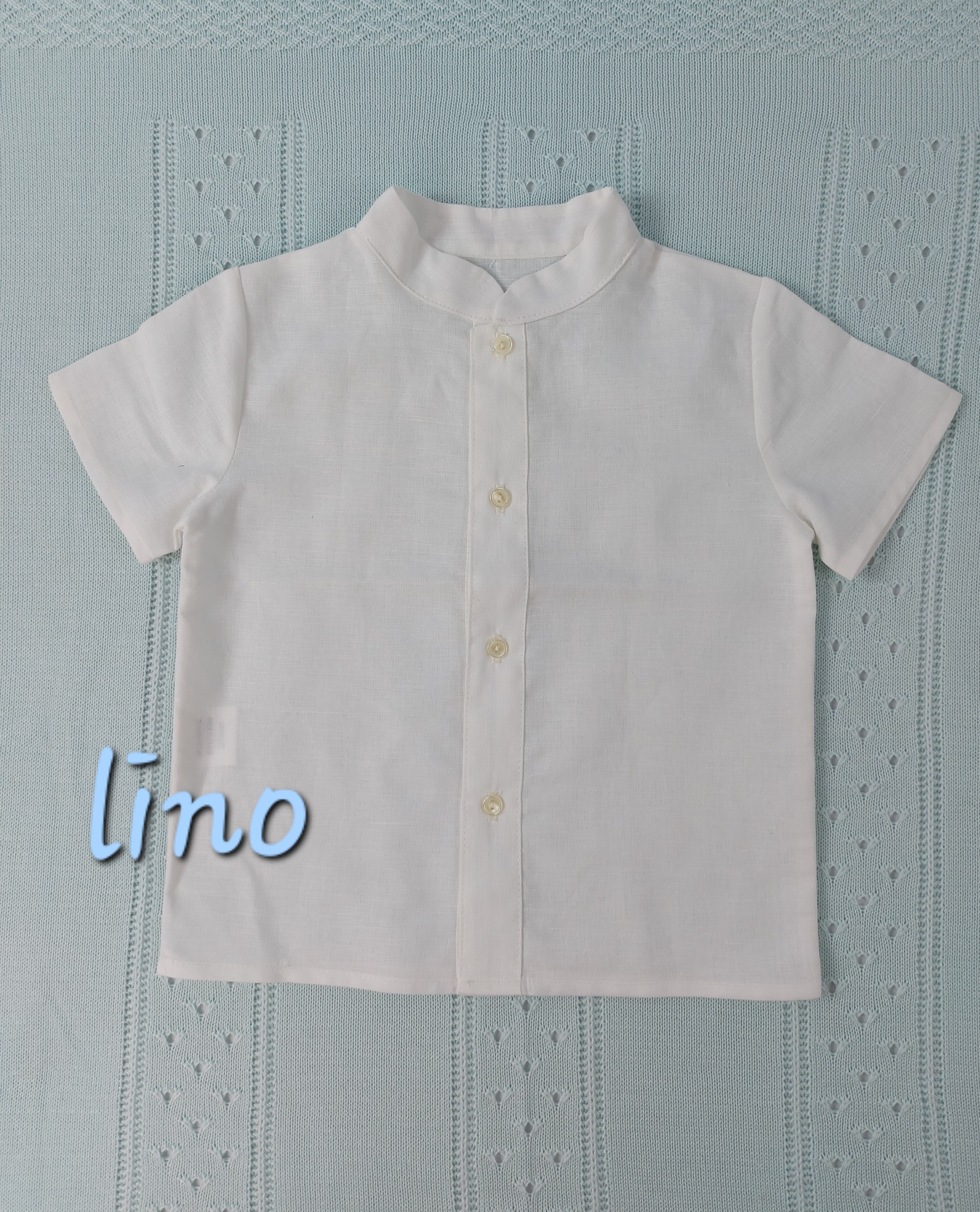 CAMISA CUELLO MAHO NIÑO LINO MANGAS CORTAS CEREMONIA
