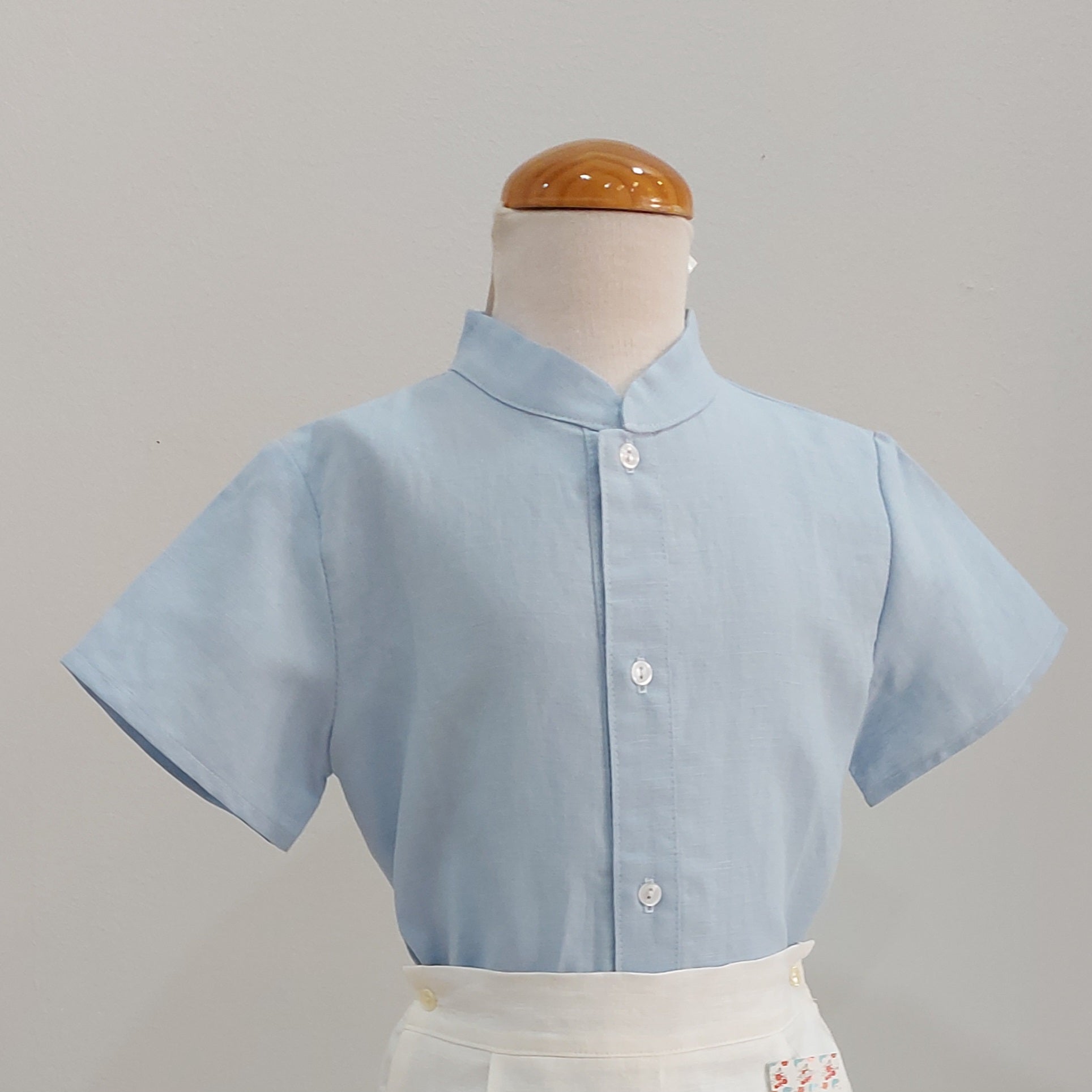 CAMISA CUELLO MAHO NIÑO LINO MANGAS CORTAS CEREMONIA