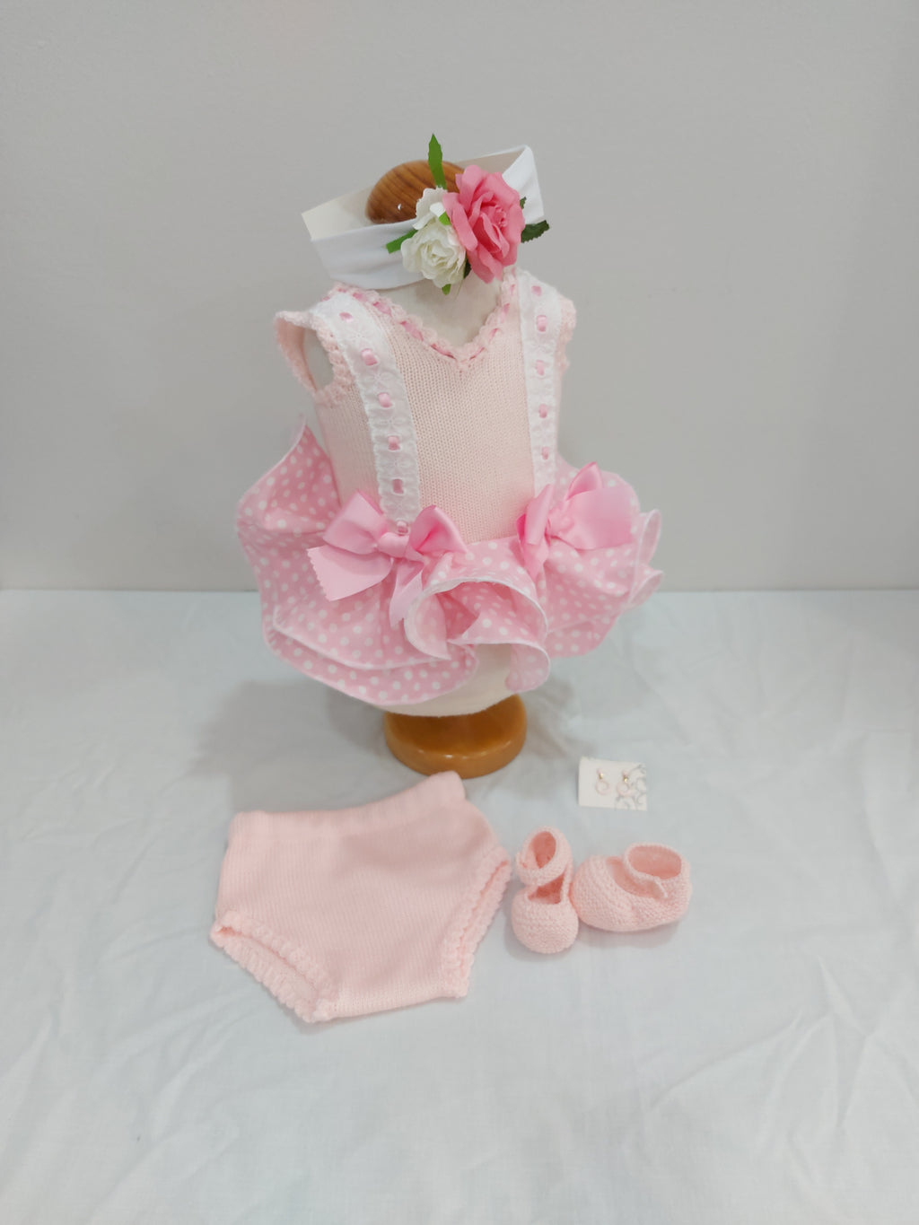 VESTIDO MAS BRAGUITA FLAMENCA HILO BEBÉ SIN MANGAS