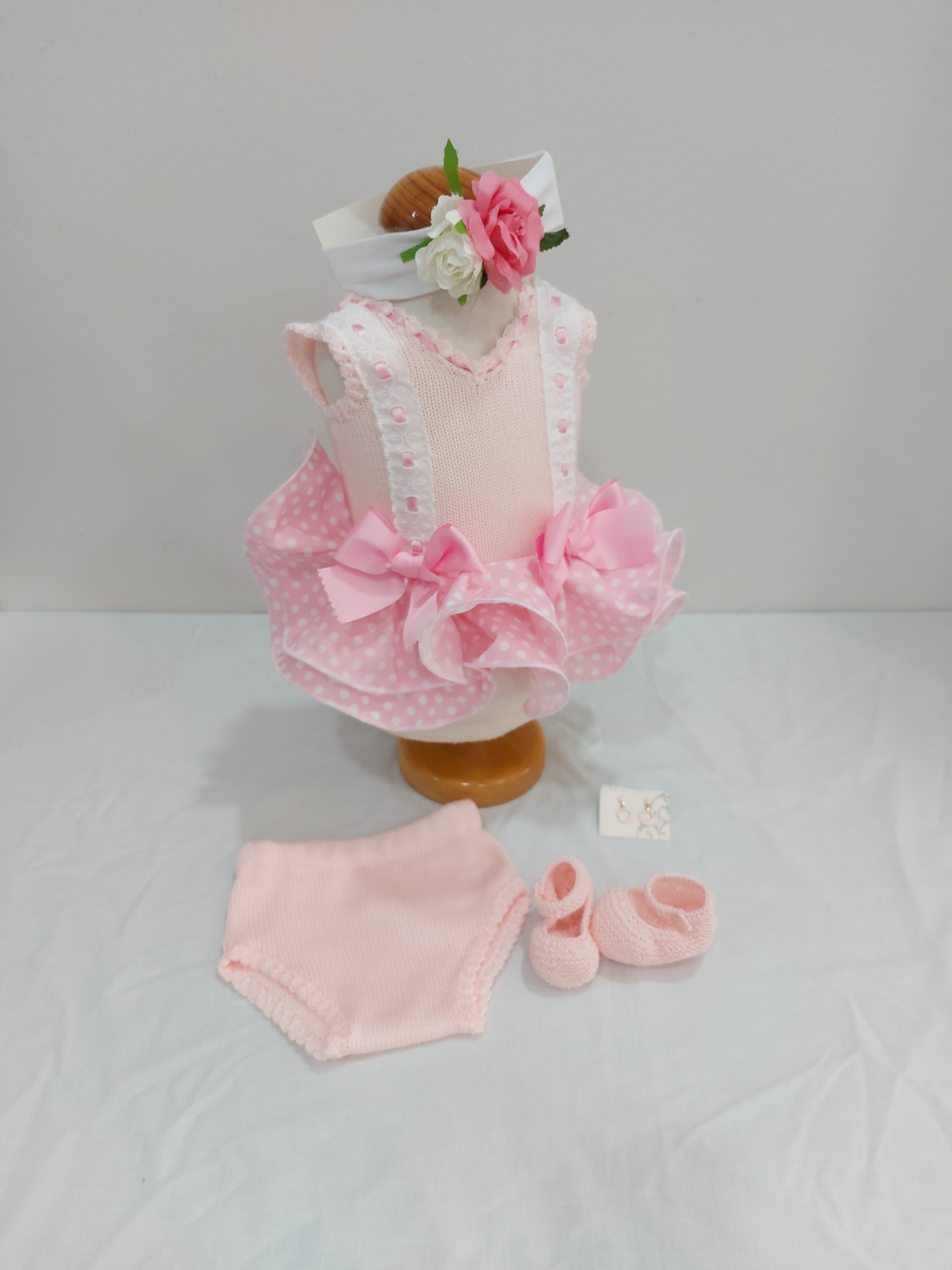 VESTIDO MAS BRAGUITA FLAMENCA HILO BEBÉ SIN MANGAS