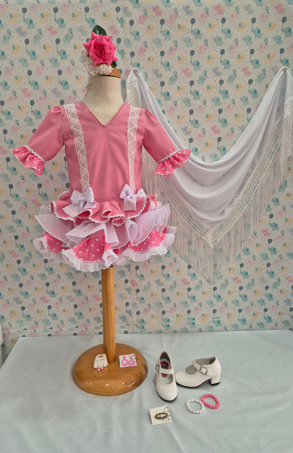 VESTIDO FLAMENCA PIQUÉ MANGAS AL CODO