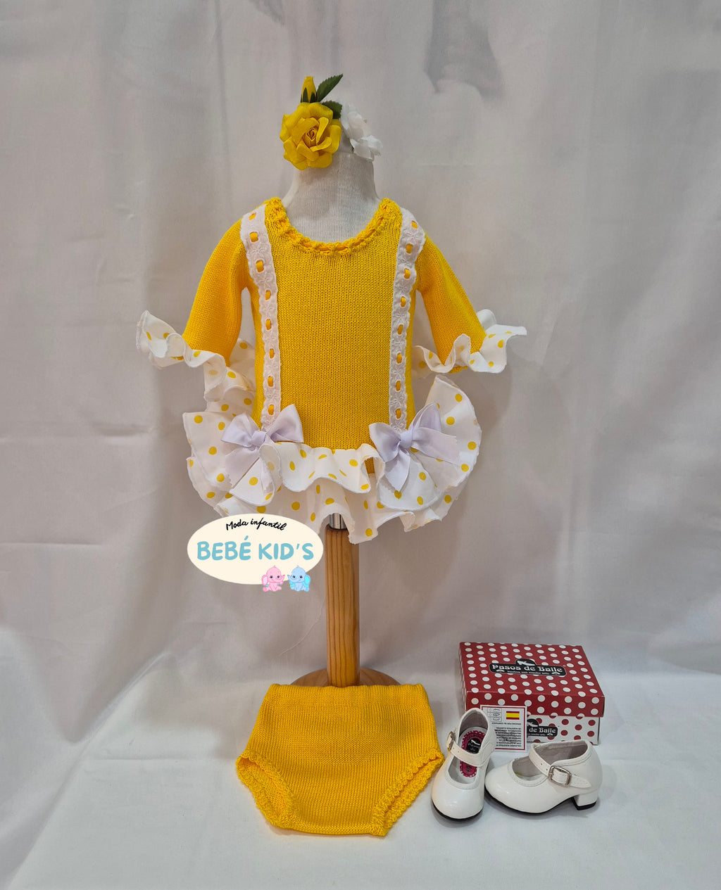 VESTIDO MAS BRAGUITA FLAMENCA HILO MEDIA MANGA