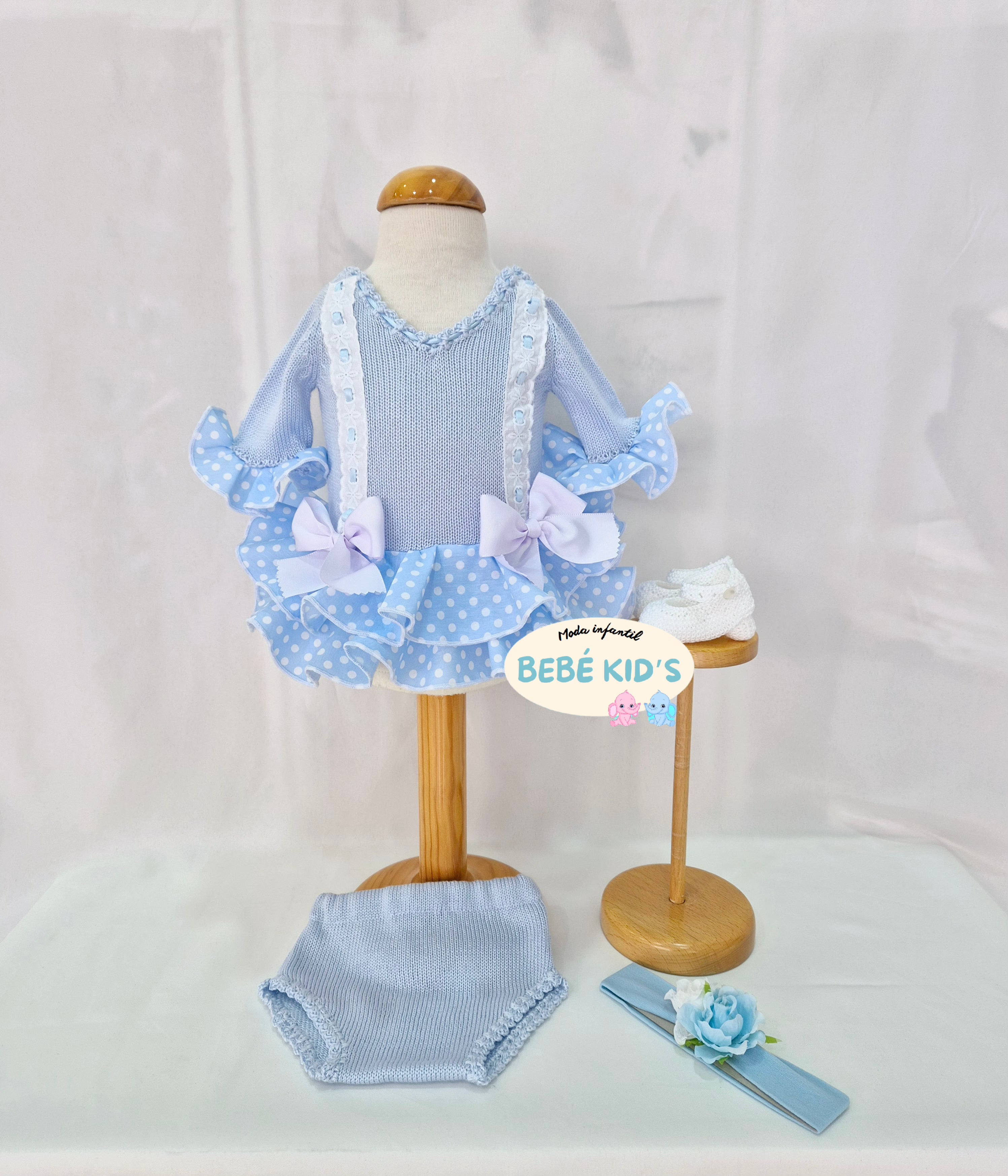 VESTIDO MAS BRAGUITA FLAMENCA HILO MEDIA MANGA