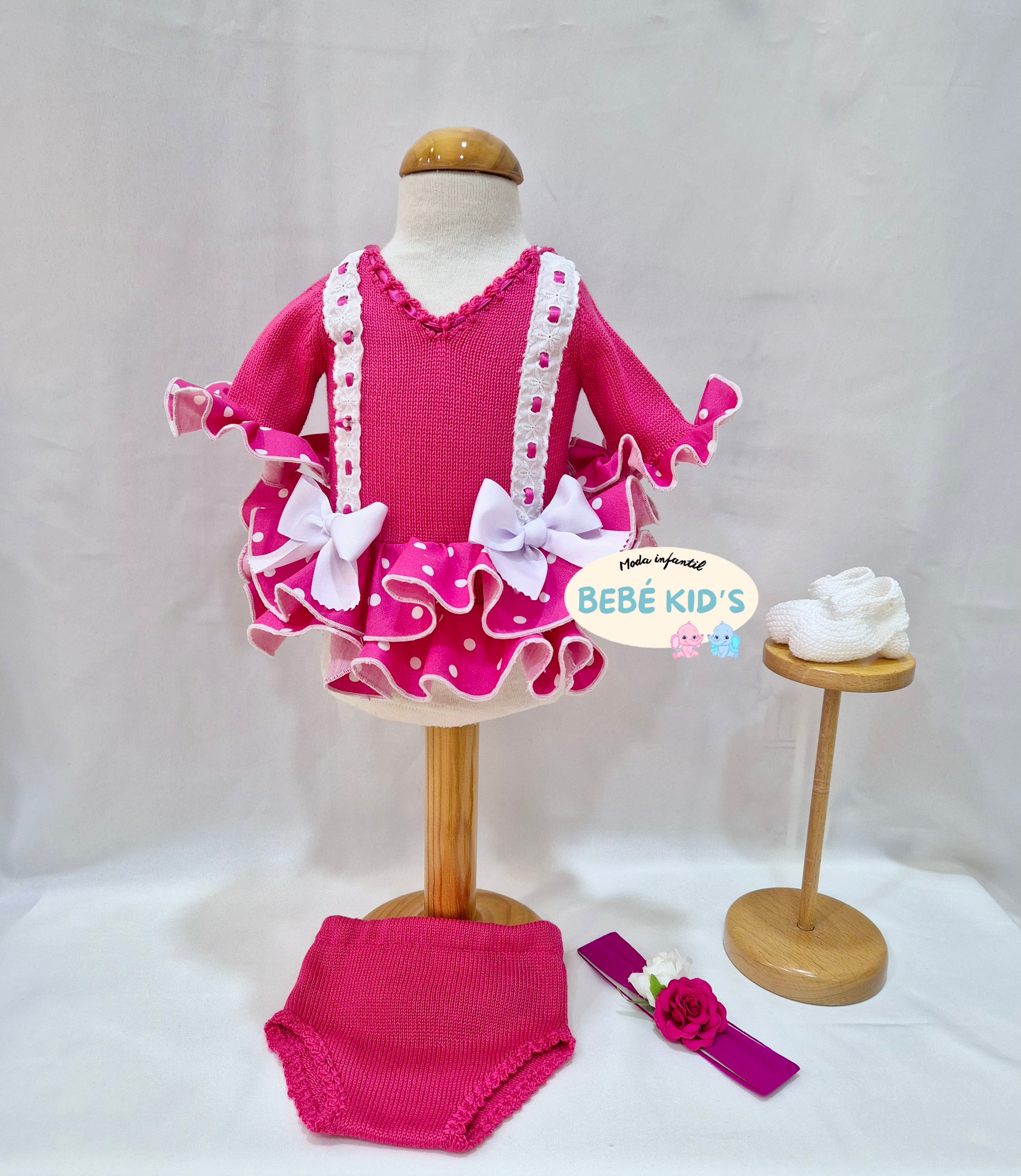 VESTIDO MAS BRAGUITA FLAMENCA HILO MEDIA MANGA