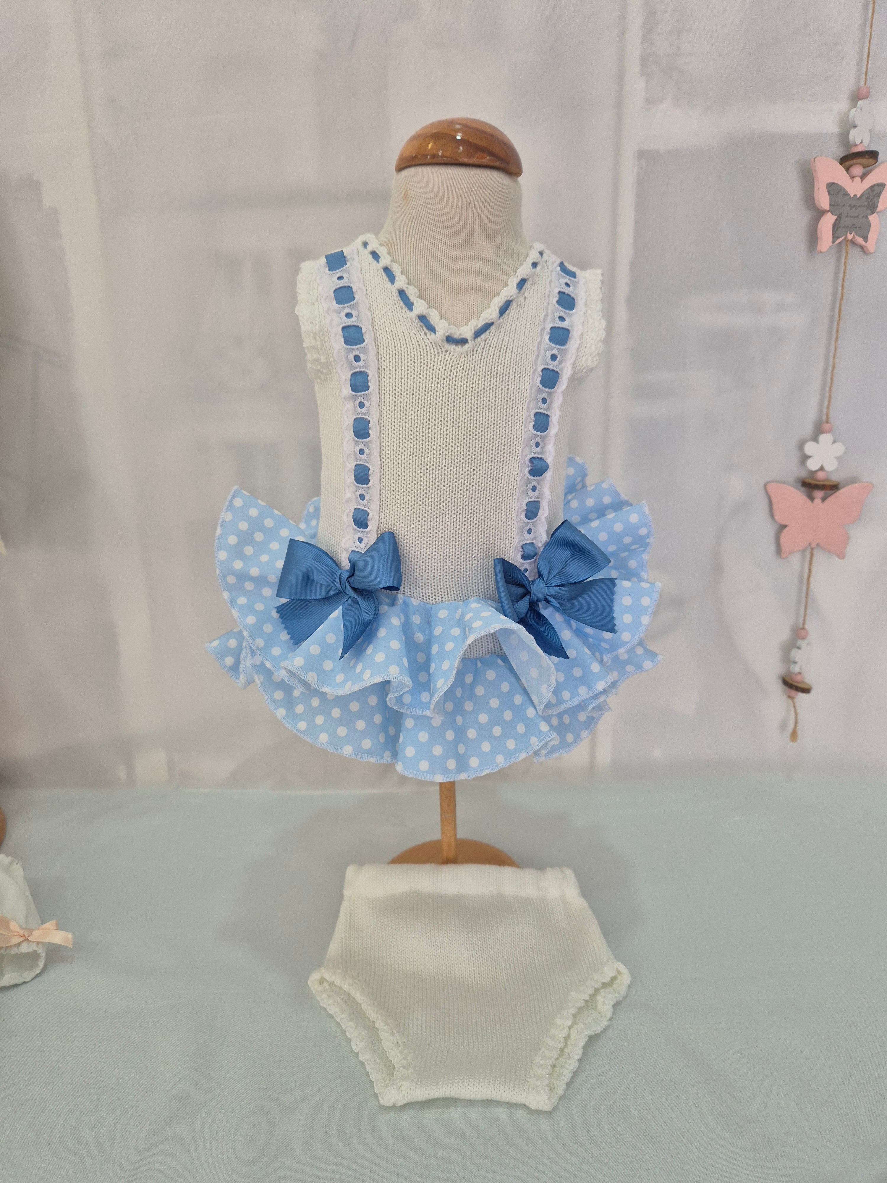 VESTIDO MAS BRAGUITA FLAMENCA HILO BEBÉ SIN MANGAS