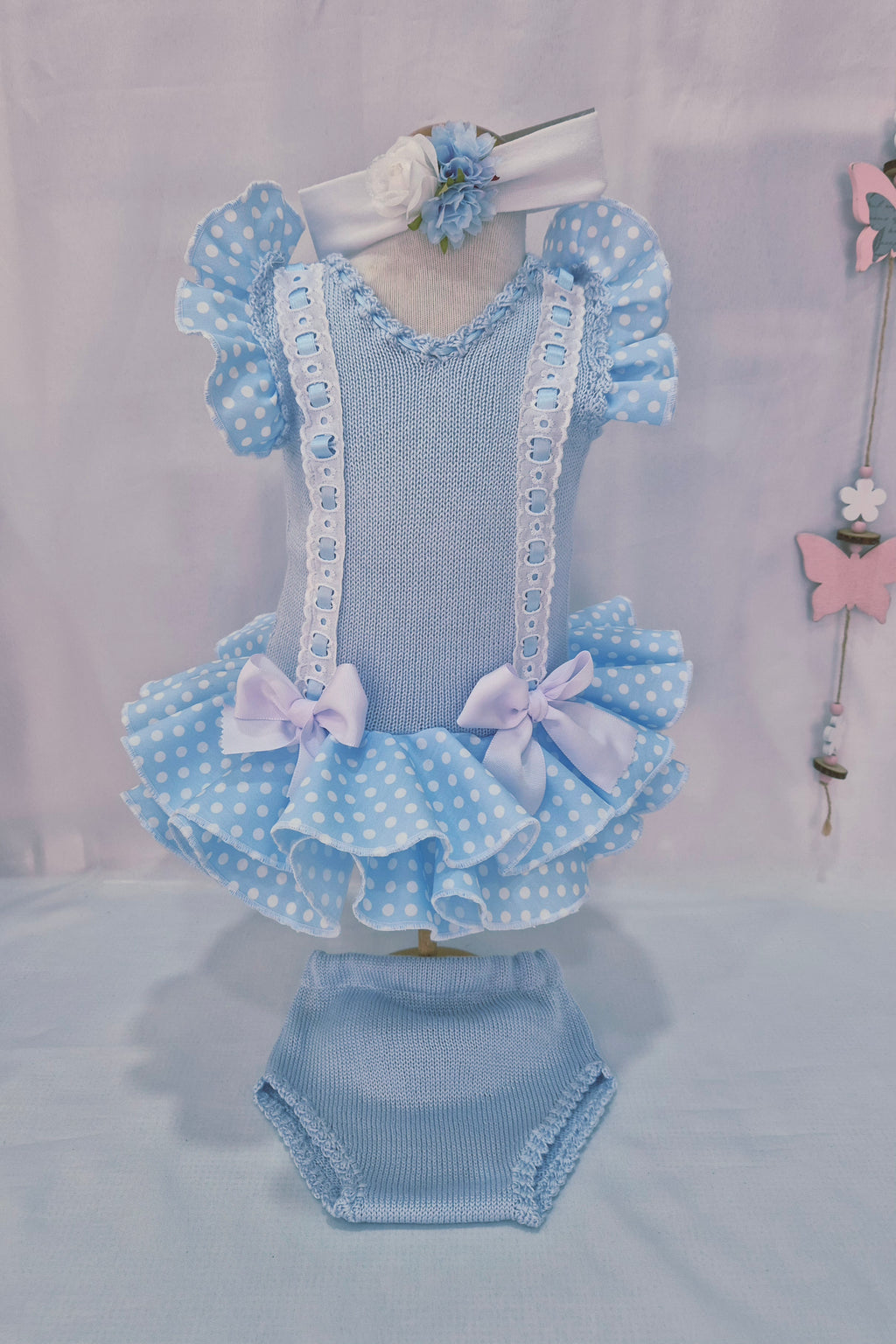 VESTIDO MAS BRAGUITA FLAMENCA HILO BEBÉ SIN MANGAS