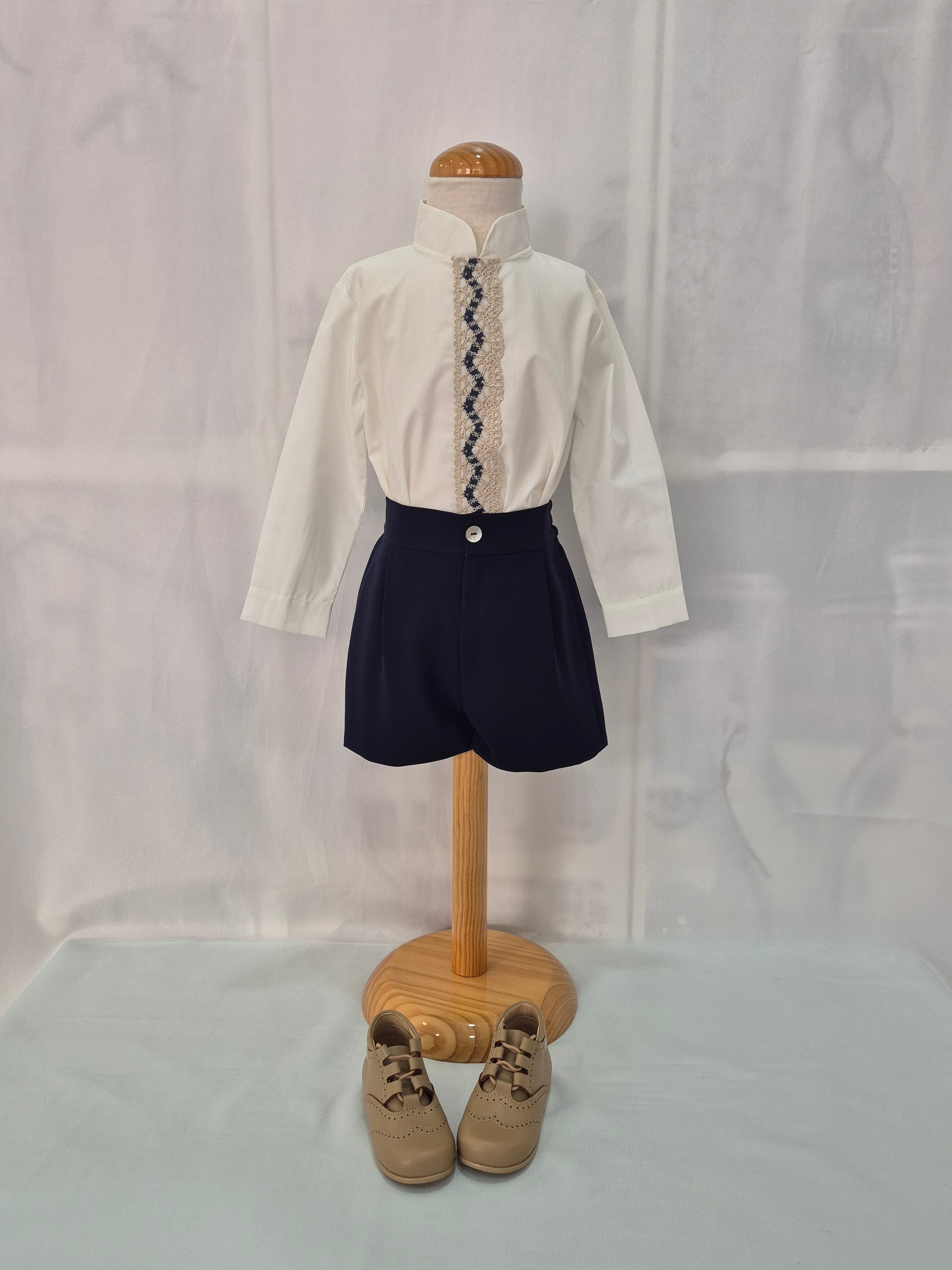 Conjunto cremallera y camisa adornada Gala Azul