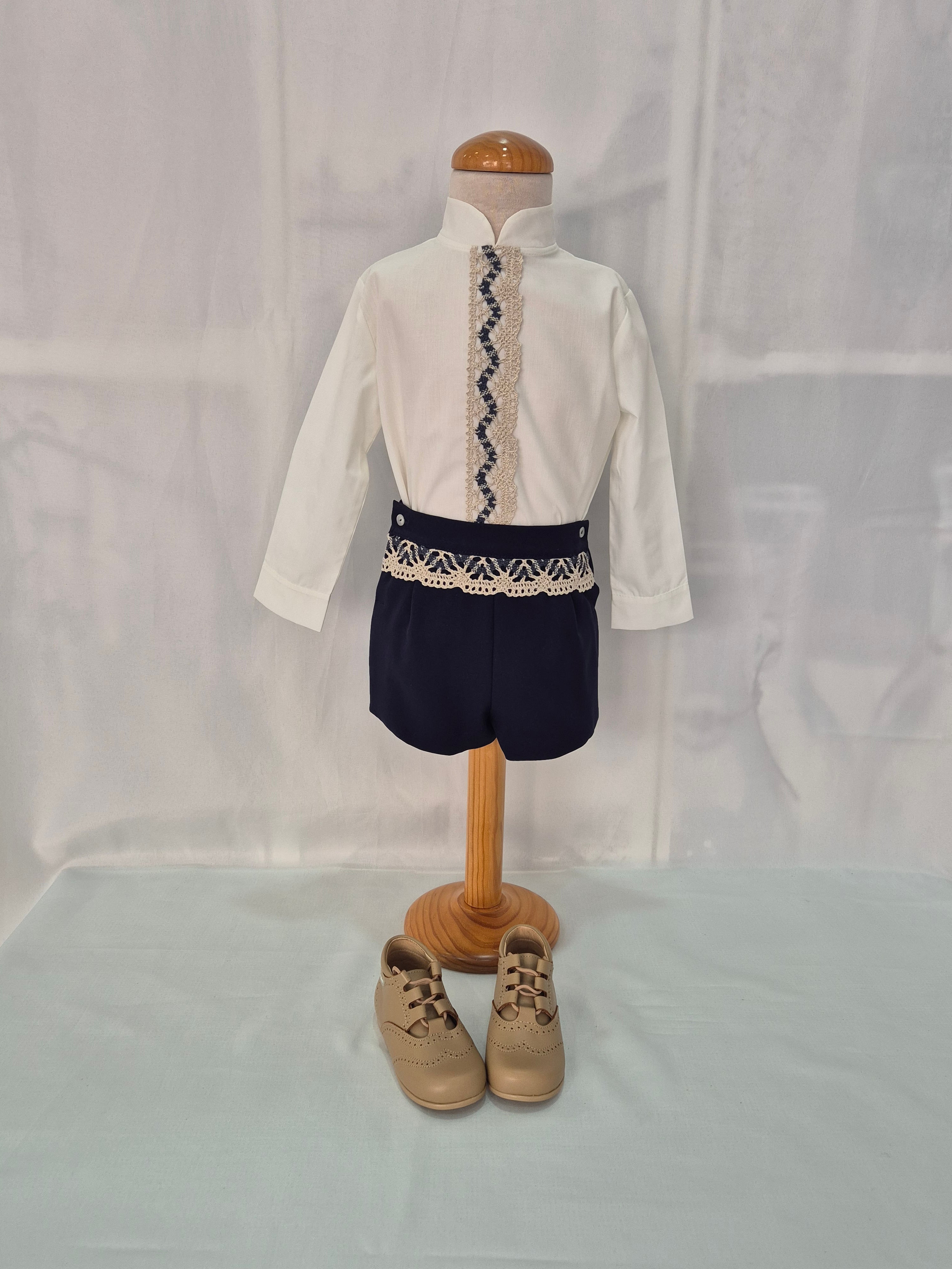 Conjunto pinocho y camisa adornada Gala Azul