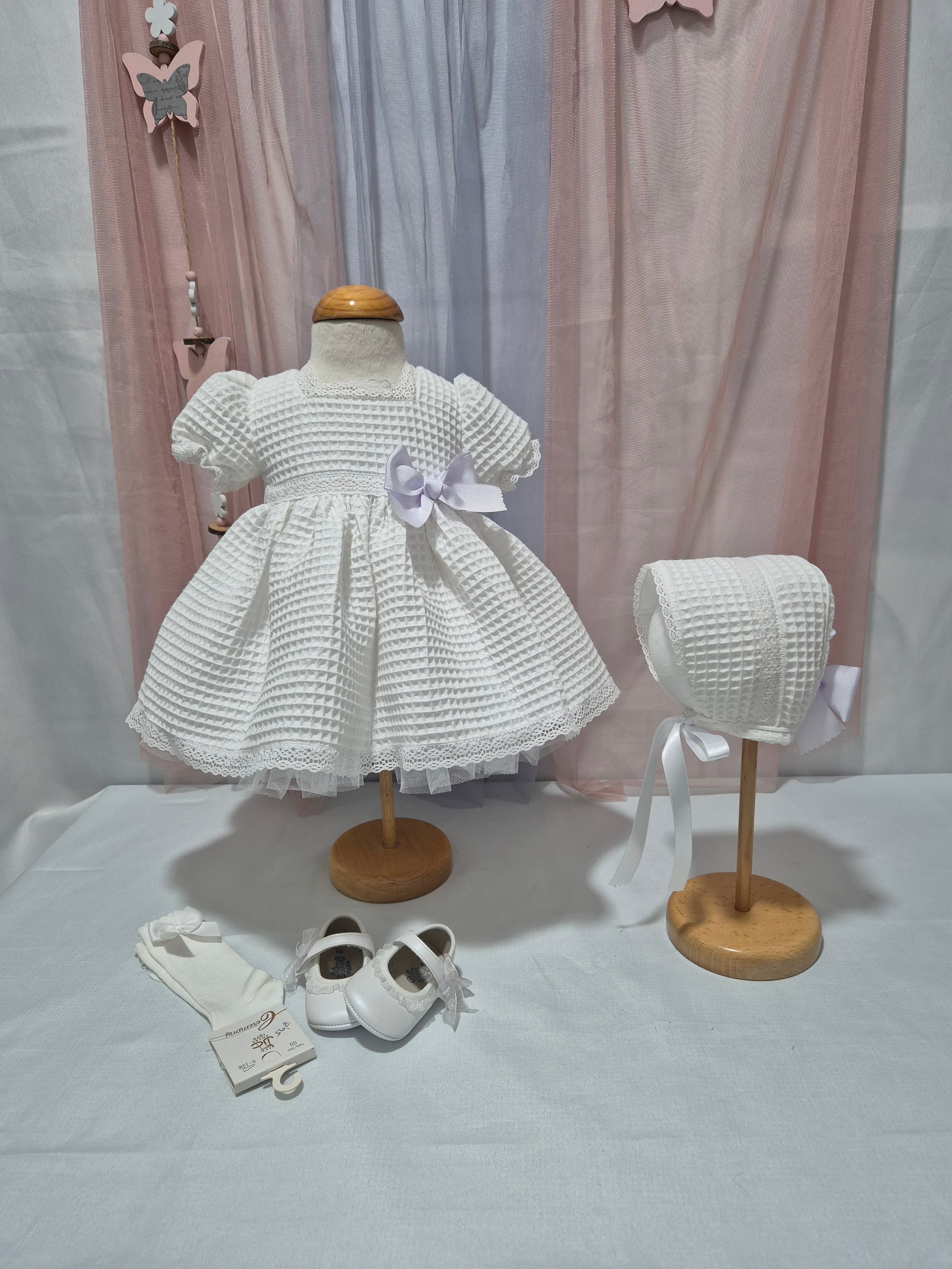 VESTIDO GOFRE MANGAS CORTAS CEREMONIA