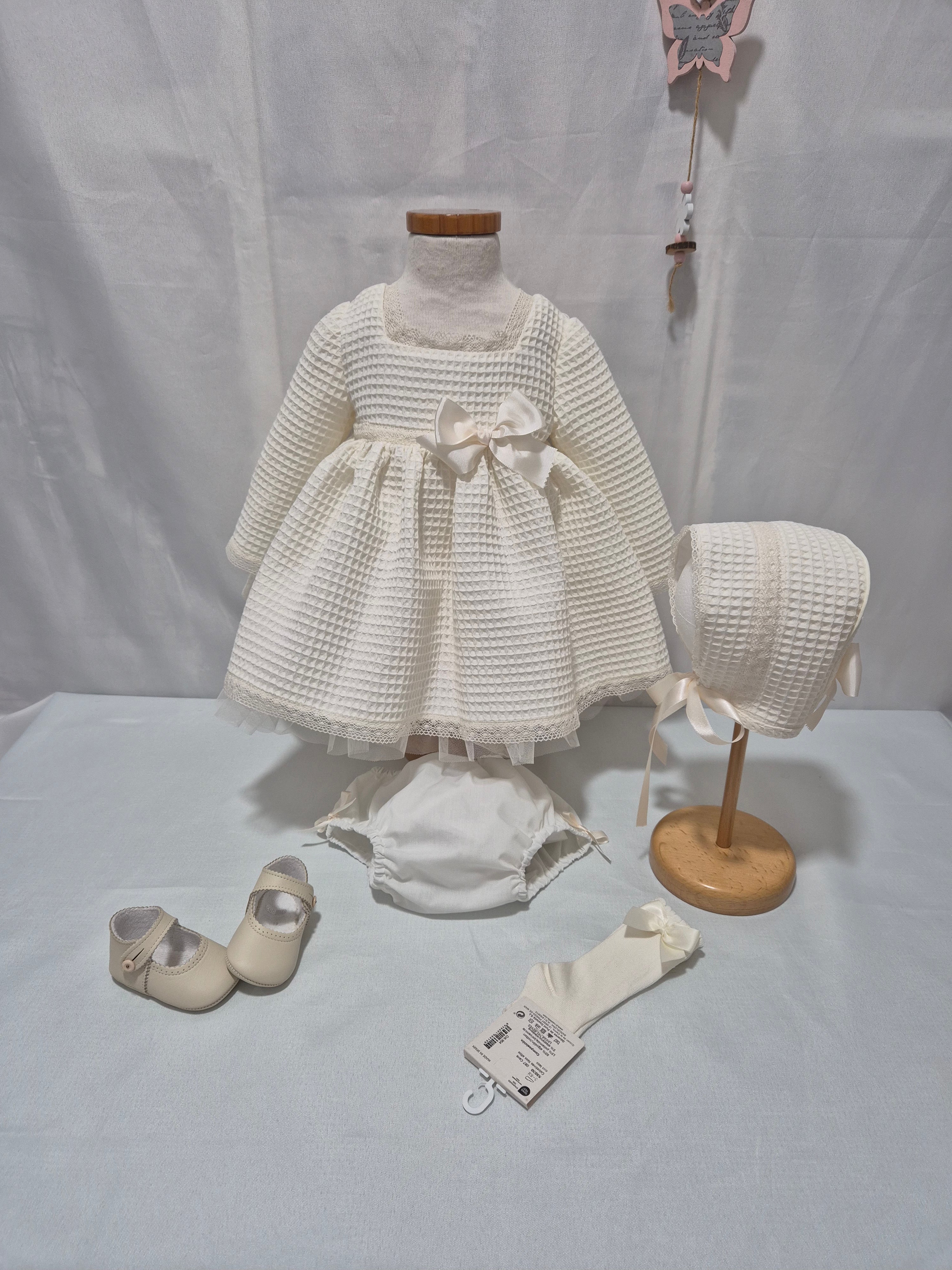 VESTIDO GOFRE CEREMONIA MANGA LARGA