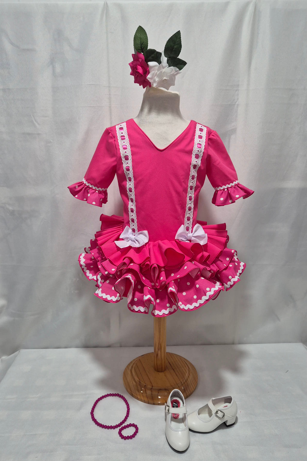 VESTIDO FLAMENCA PIQUÉ MANGAS AL CODO