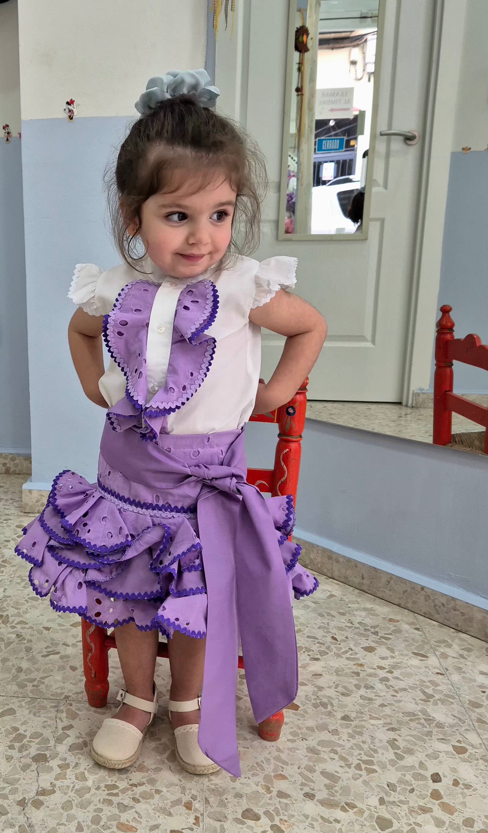 CONJUNTO PERFORADO CAMISA Y FALDA FLAMENCA