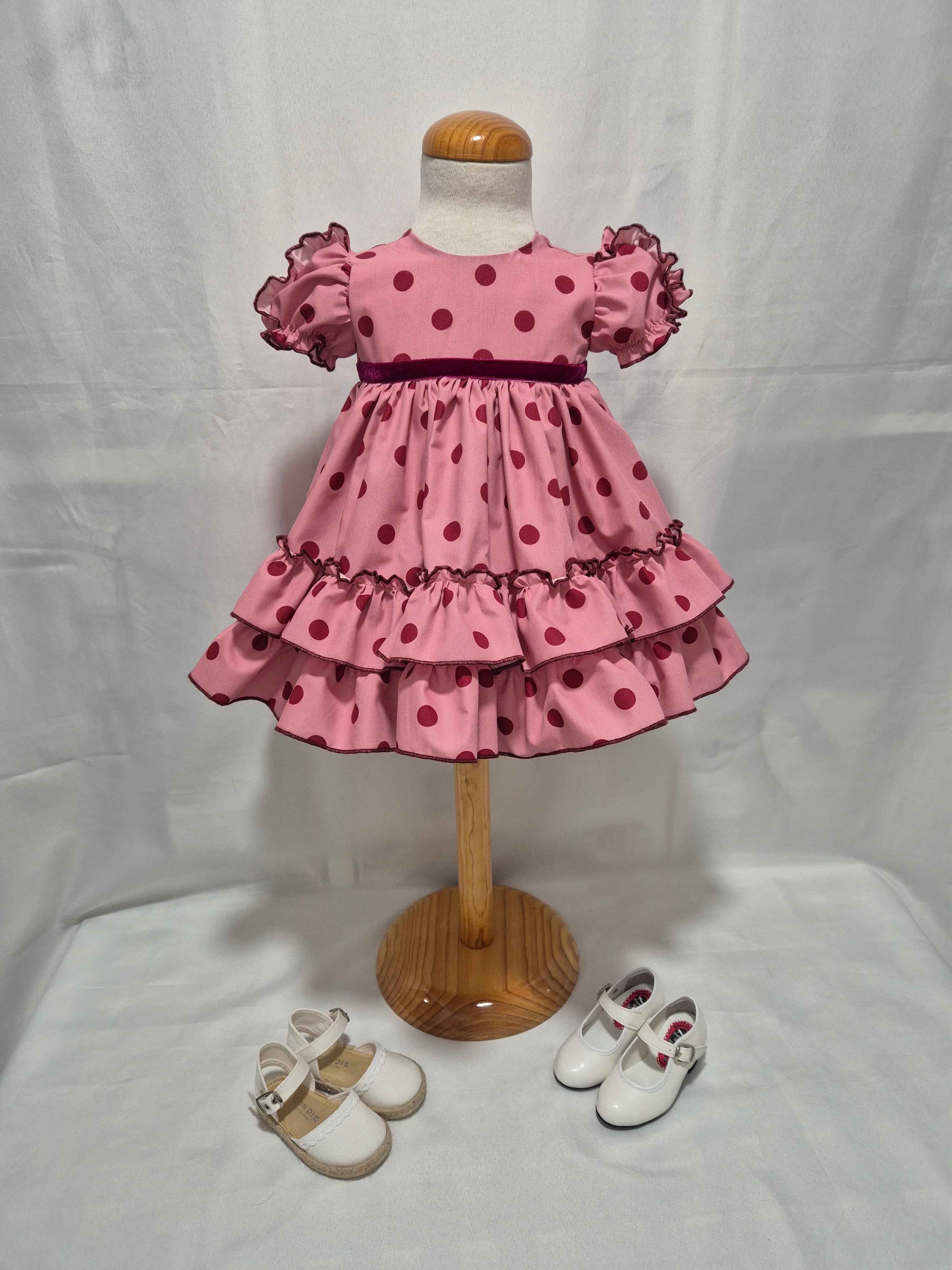 BATA FLAMENCA BEBÉ CORTA LUNARES