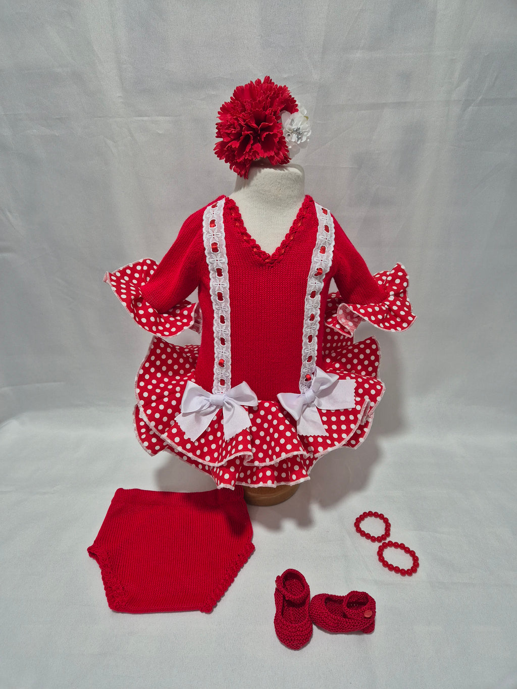 VESTIDO MAS BRAGUITA FLAMENCA HILO MEDIA MANGA
