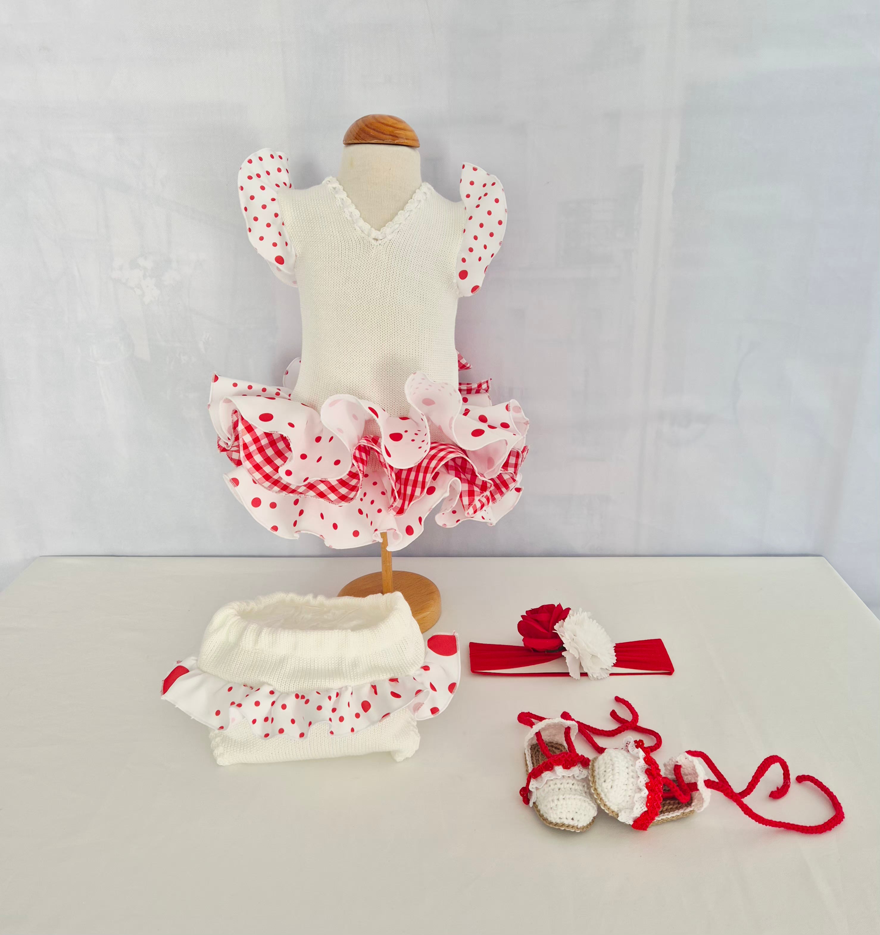 VESTIDO FLAMENCA HILO BLANCO 3 VOLANTES