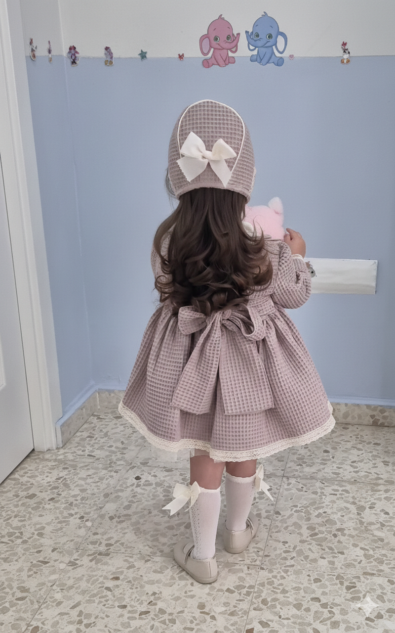 VESTIDO GOFRE CEREMONIA MANGA LARGA