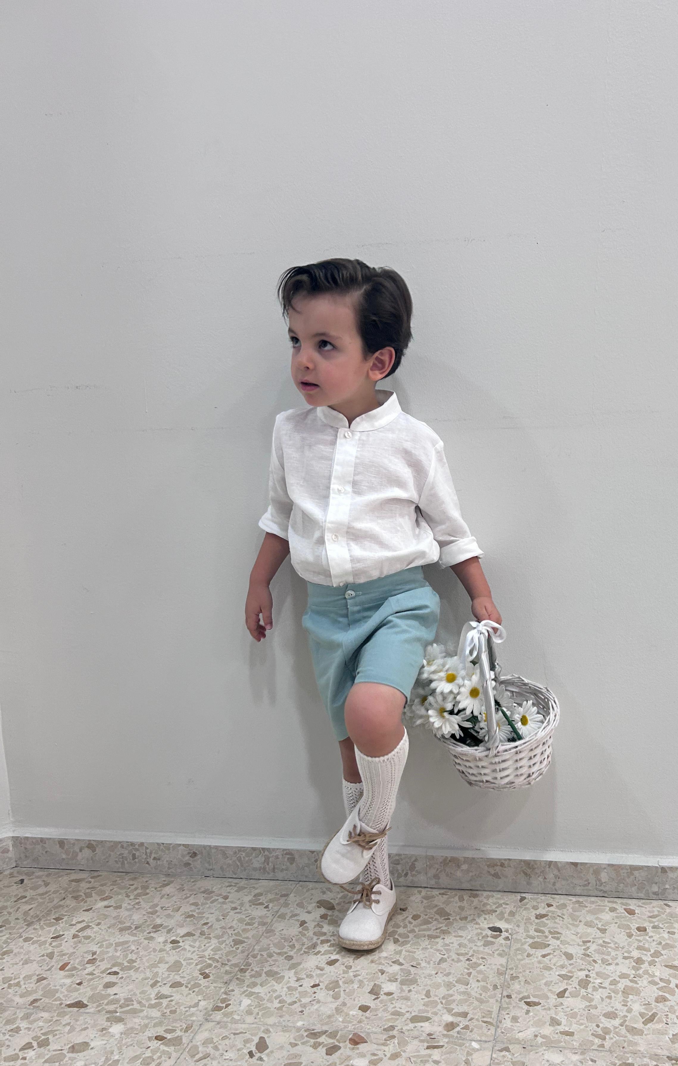 CONJUNTO LINO CAMISA BLANCA M- LARGA Y PANTALÓN CREMALLERA