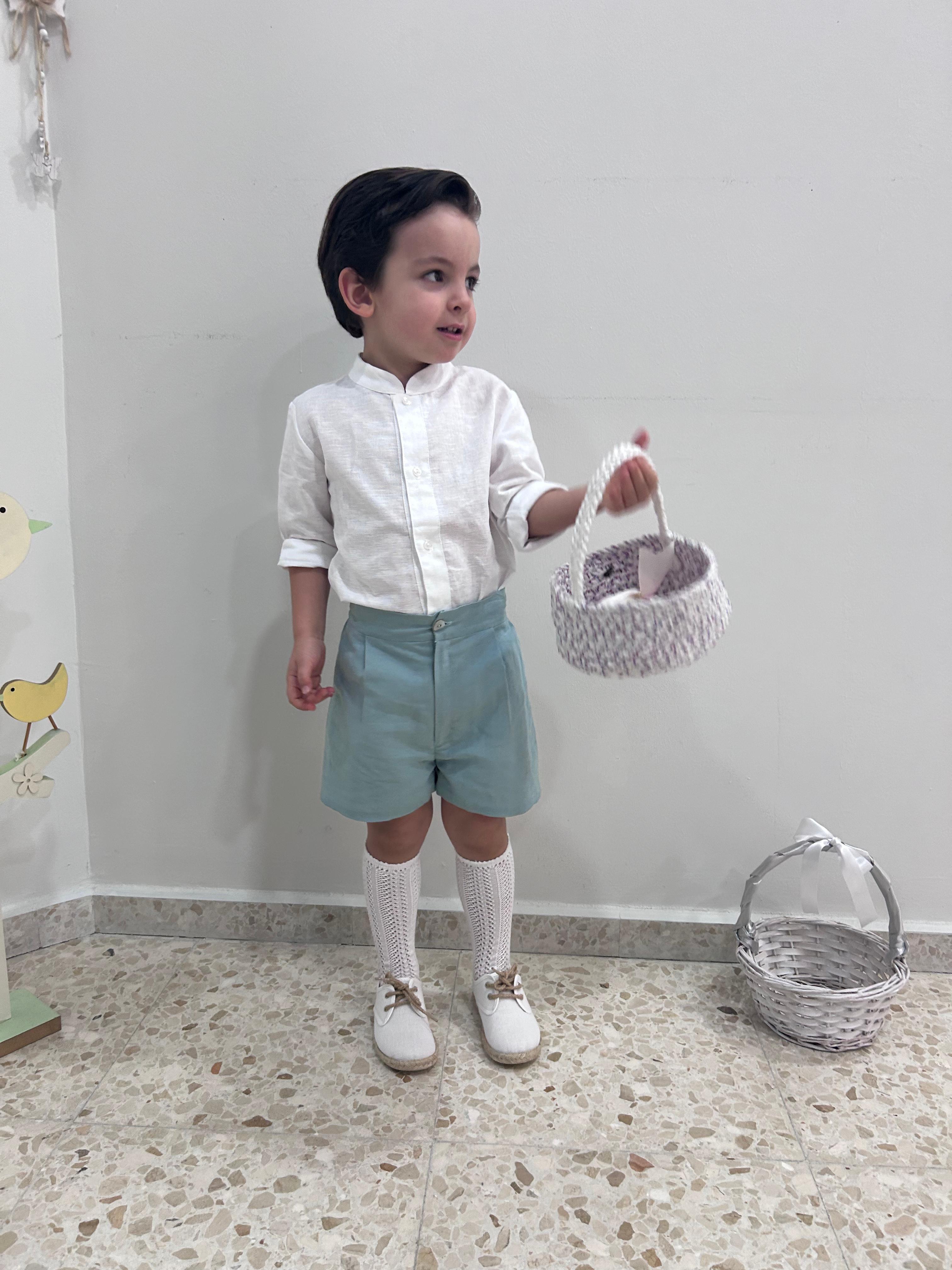 CONJUNTO LINO CAMISA BLANCA M- LARGA Y PANTALÓN CREMALLERA